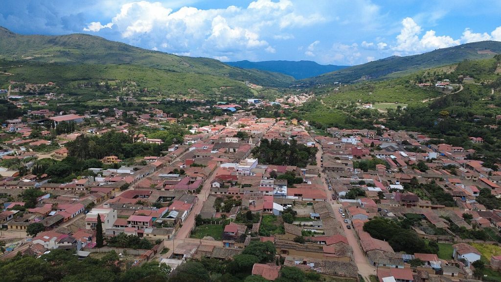 Samaipata Bolivia town surrounded by green Andean foothills