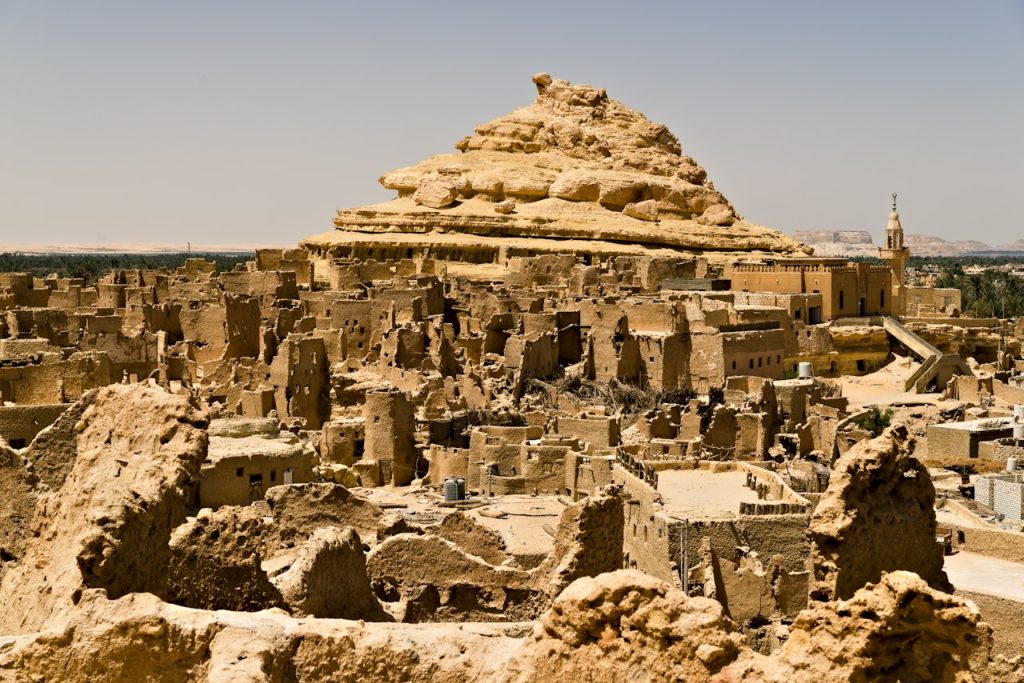 Mud-brick ruins of Shali Fortress in Siwa Oasis