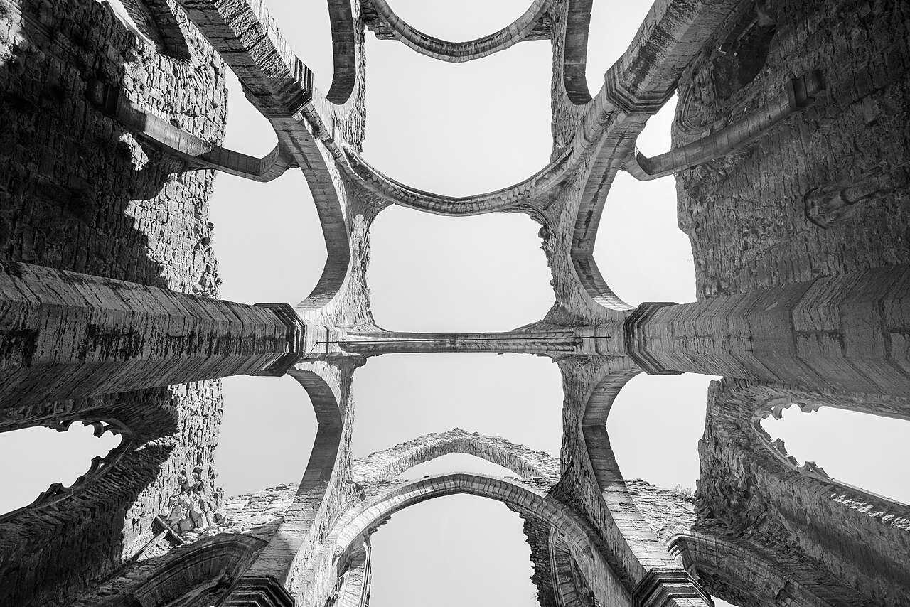Roofless Gothic arches of St. Katarina church ruin