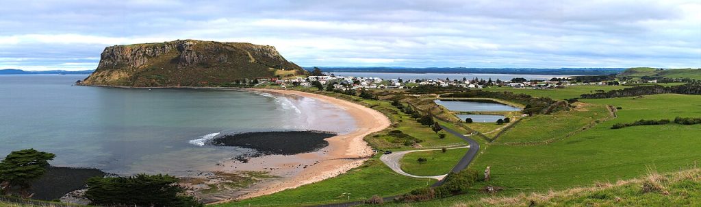 Stanley Tasmania with The Nut rising above the beach and village