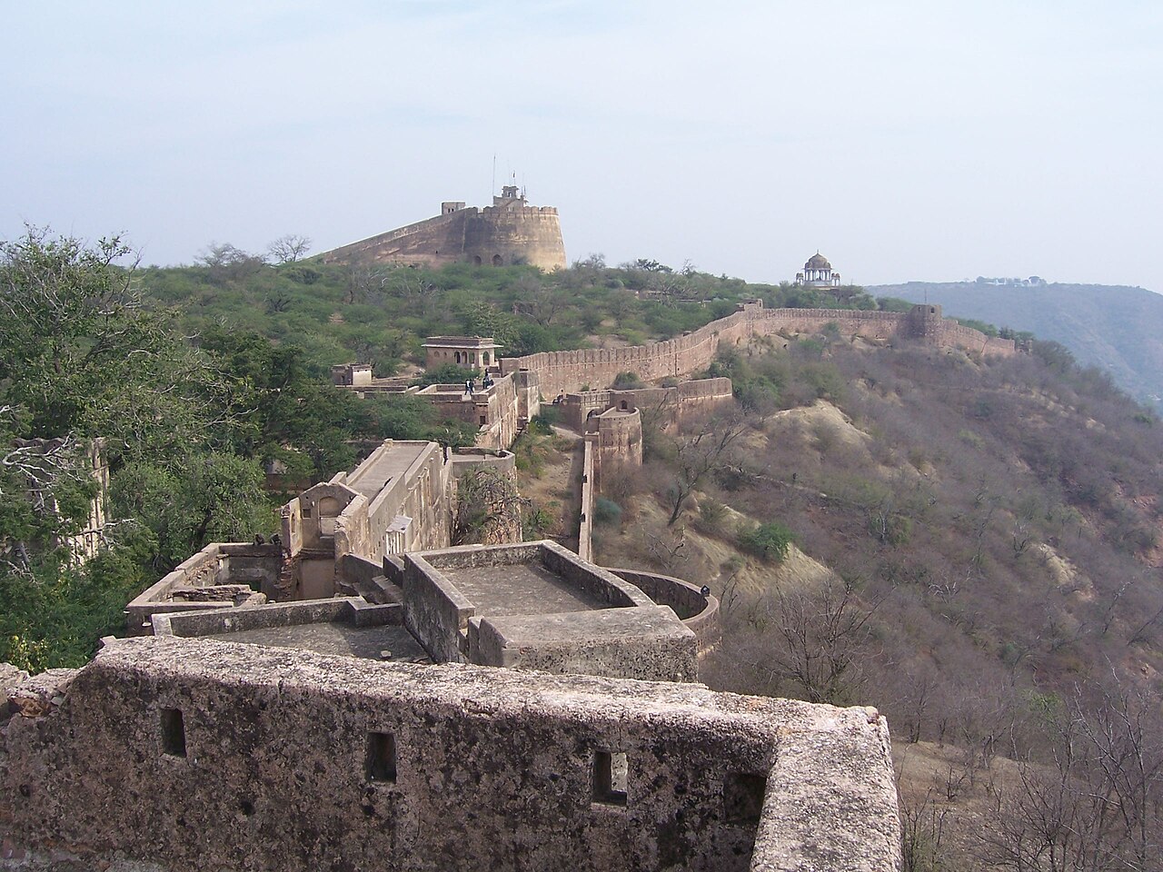 Bundi India fort walls on a hilltop