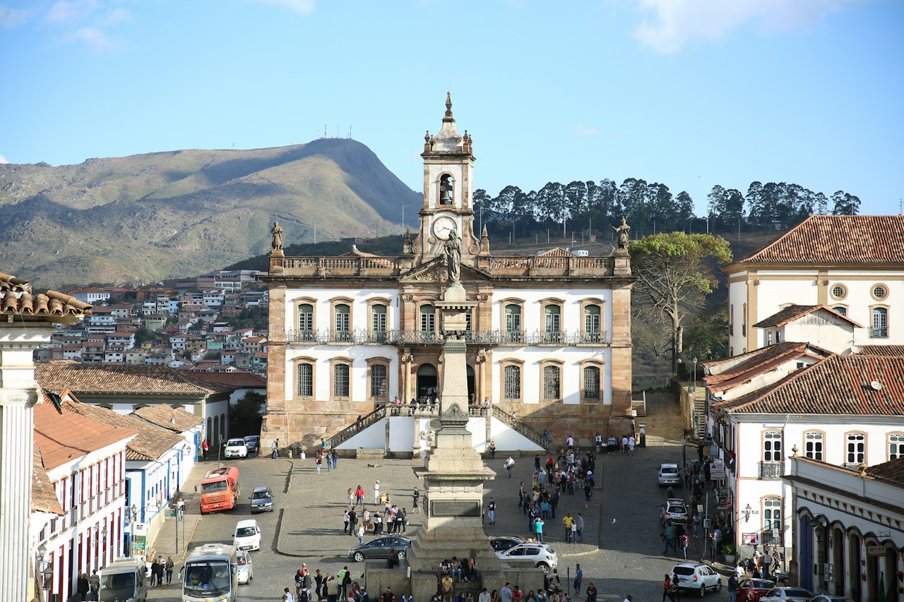Colonial church with a clock tower
