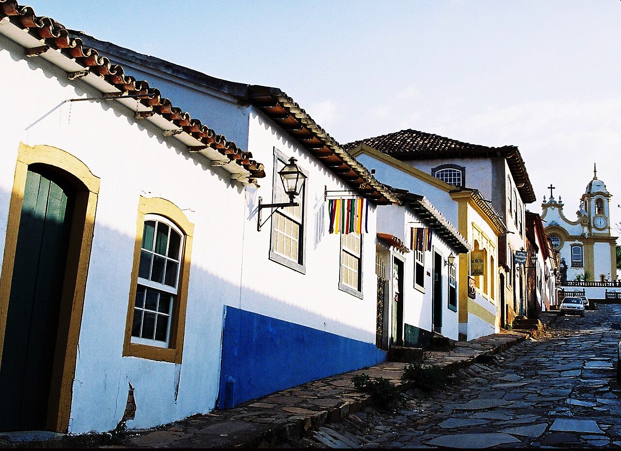 Tiradentes Brazil colonial town with green hills behind
