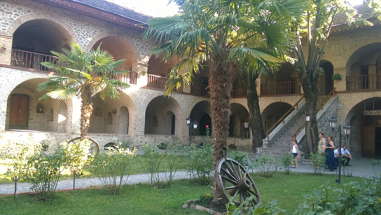 Stone courtyard and arcades of the Upper Caravanserai