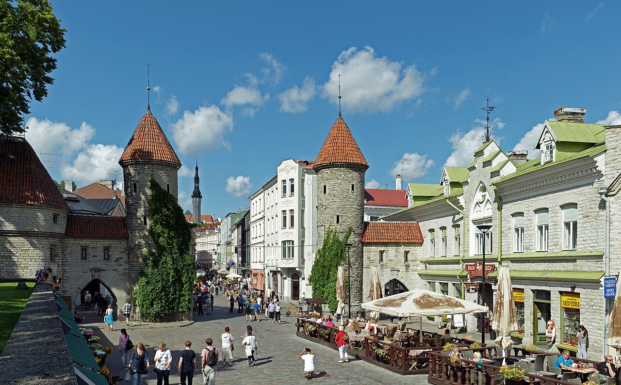 Twin round towers of the Viru Gate in Tallinn