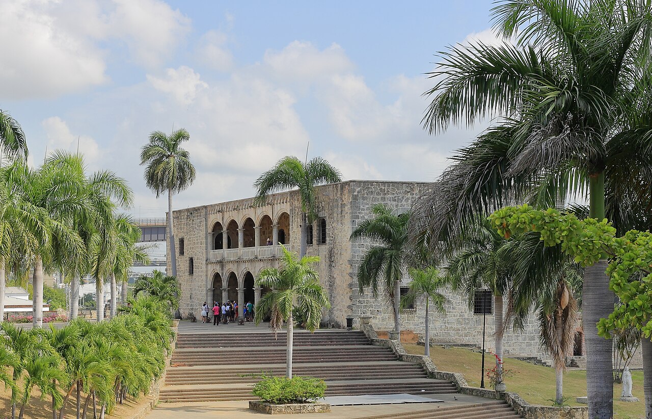 Alcázar de Colón palace with stone arches in the Zona Colonial Santo Domingo
